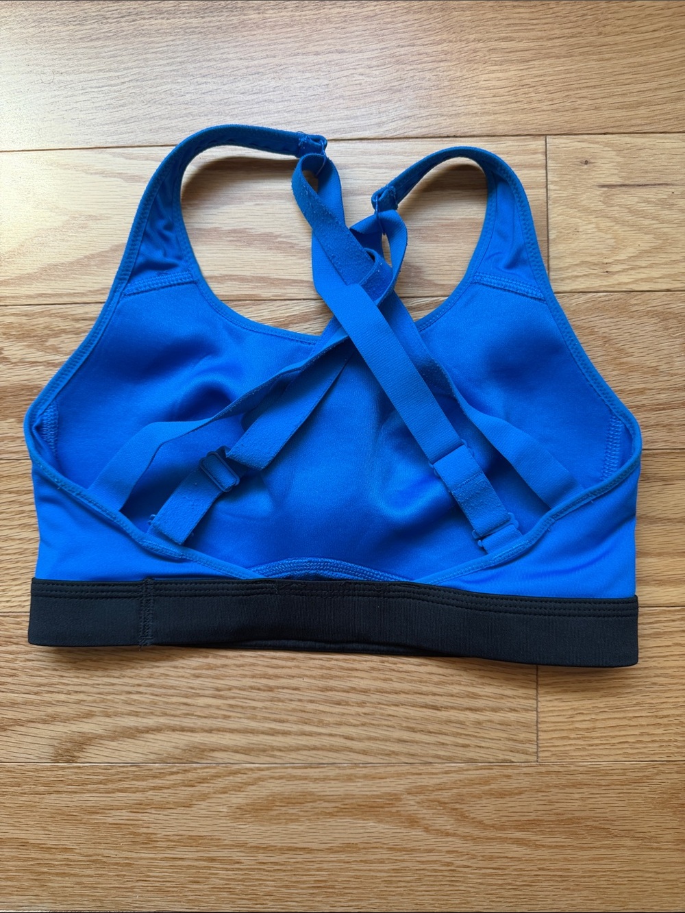 Nike Royal Blue Cross-Back Sports Bra with Black Band - Picture 3 of 3